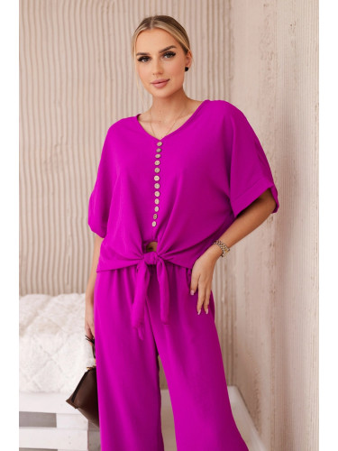 Women's blouse + trousers set - purple