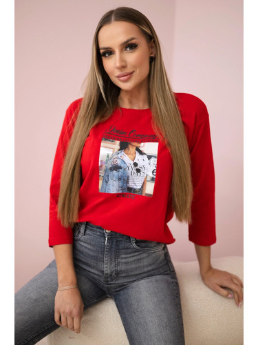 Blouse with Collage print red