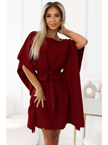 287-34 SOFIA Women's dress butterfly with waist tie - BORDÓ