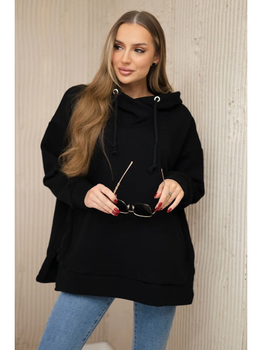 Insulated sweatshirt with side zipper black