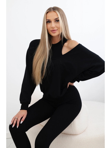 3-piece set sweatshirt + top + leggings black