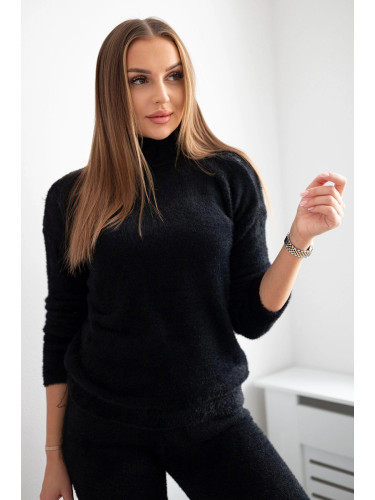 Two-piece set of alpaca sweaters black