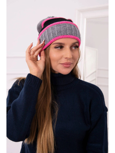 Women's cap Kinga K297 dark gray + black