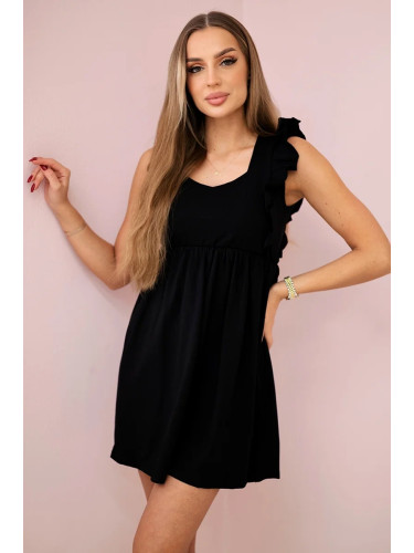 Dress with ruffles on the sides black