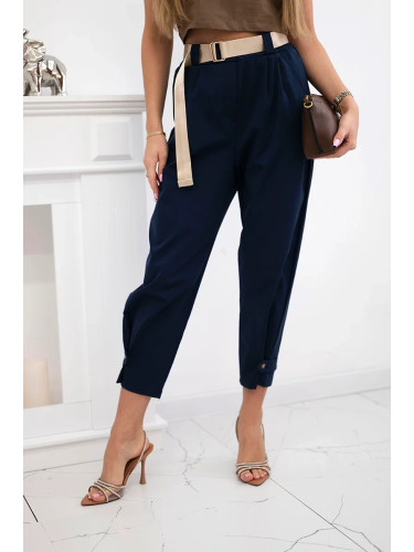 Kesi Włoski Summer Punto trousers with leg closure navy blue