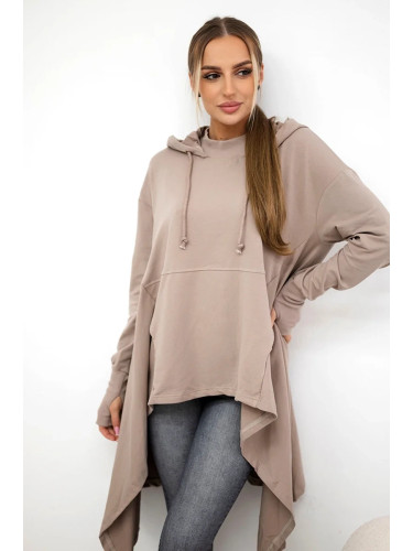 Blouse flared at the bottom dark beige