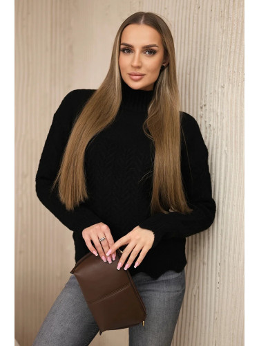 Black sweater with decorative ruffle