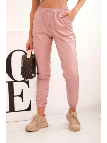 Double-layer trousers with navy pink velour