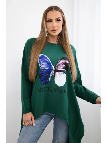 Oversize print blouse dark green