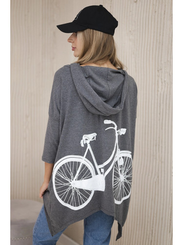 Sweatshirt with graphite melange cycling print