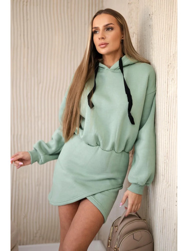 Insulated dress with a clutch bottom dark mint