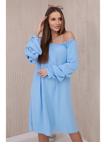 Spanish dress with decorative sleeves blue