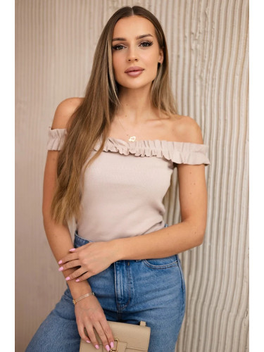 Blouse with ruffles in beige