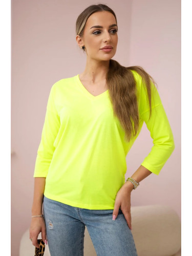 Yellow neon blouse with V-neck