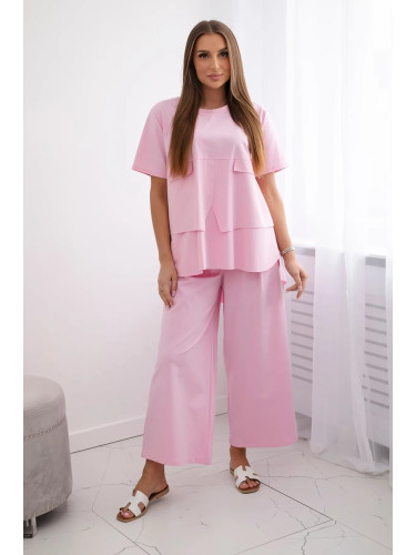 Set of new punto blouse + trousers light pink