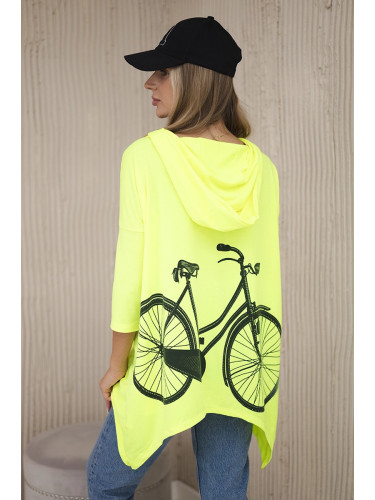 Sweatshirt with yellow neon print for cycling