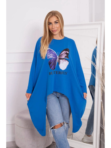 Blouse with oversize print purple blue