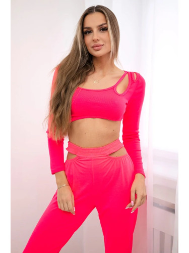 Complete with pink neon blouse top