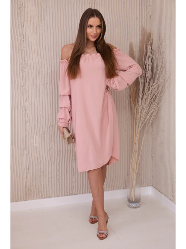 Spanish dress with decorative sleeves dark powder pink