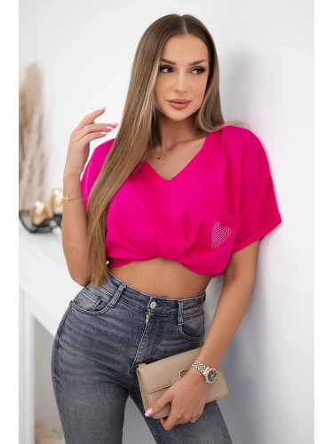 Cotton blouse with pocket fuchsia