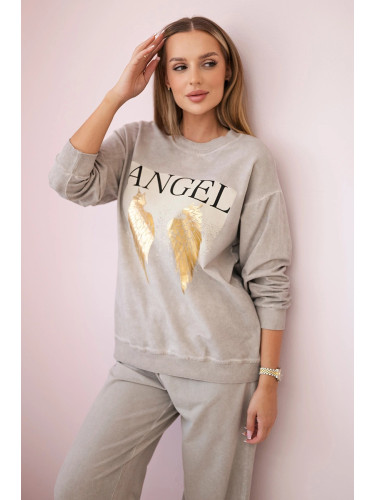 Kesi Włoski Cotton set Angel sweatshirt + pants beige