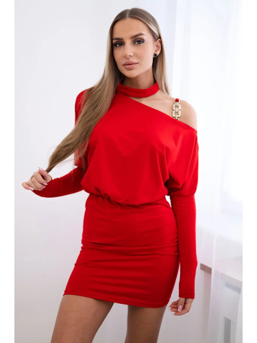 Dress with shoulder decoration red