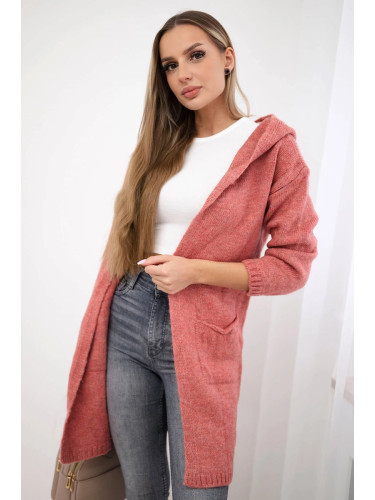 Kesi Plain sweater with a hood and pockets fuchsia