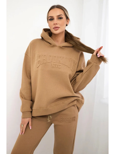 Insulated cotton set, sweatshirt + pants Brooklyn camel