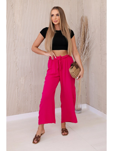 Fuchsia-coloured wide-waisted trousers