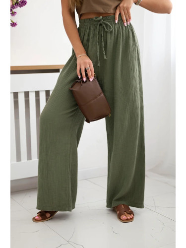 Kesi Włoski Muslin pants with a wide leg khaki