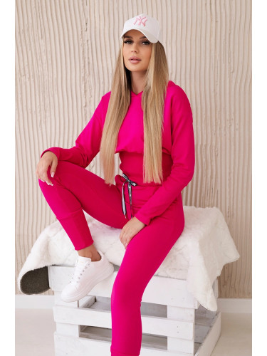 Women's set with wide cuffs, blouse + trousers - fuchsia