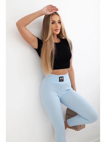 Ribbed high-waisted leggings blue
