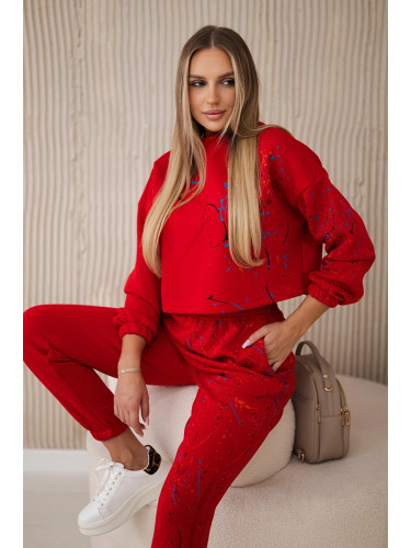 Insulated set with colorful red print