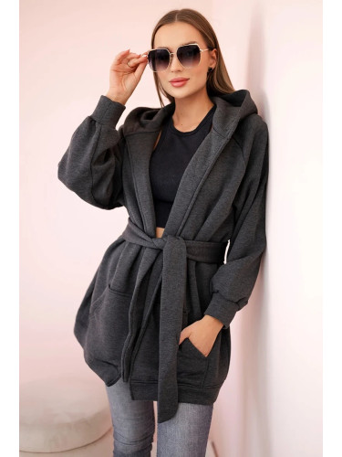 Insulated raincoat with graphite waist tie