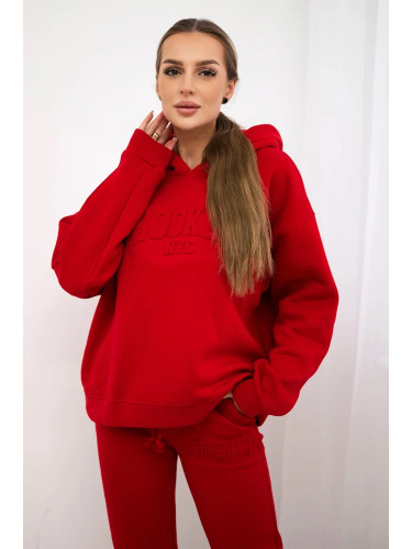 Insulated cotton set, sweatshirt + trousers Brooklyn red