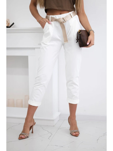 Kesi Włoski Punto trousers with belt ecru