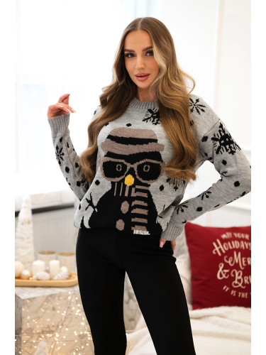Christmas sweater with a gray snowman