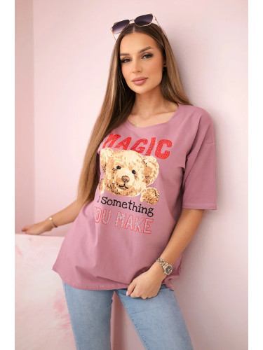 Blouse with Magic print dark pink