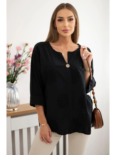 Kesi Włoski Shirt blouse with an embroidered pattern black