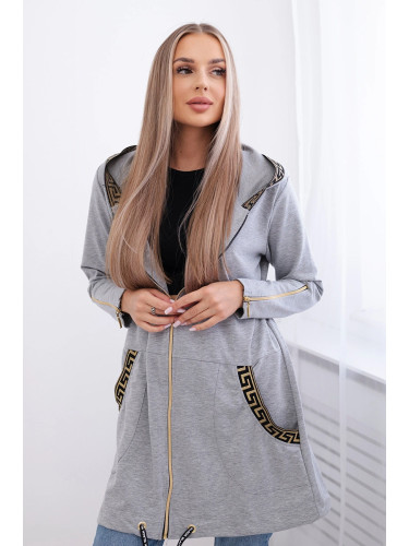 Sweatshirt with decorative belt in gray color