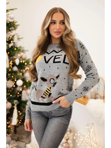 Christmas sweater with inscription gray