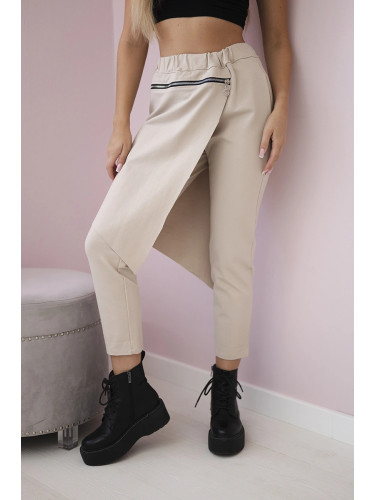 Punto Milano winter pants with decorative zipper dark beige