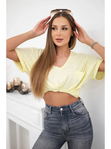 Cotton blouse with pocket yellow