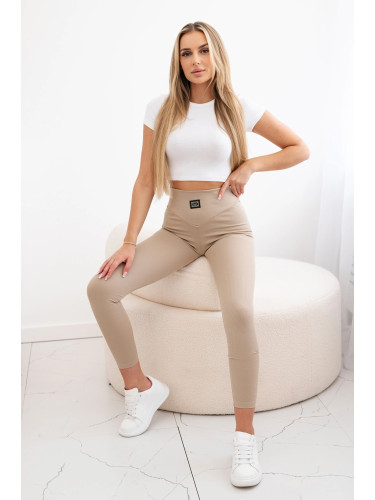 Ribbed leggings beige