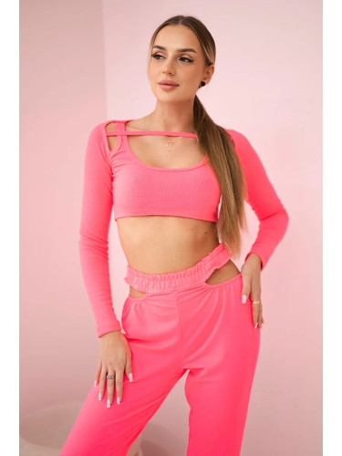 Complete with pink neon blouse top