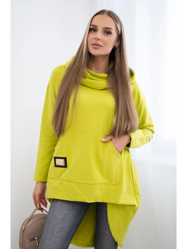 Sweatshirt with a long back and kiwi hood