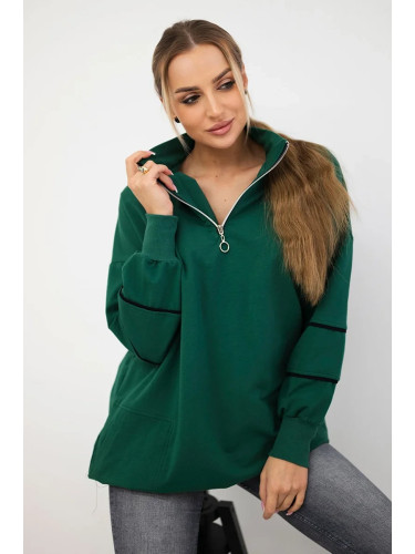 Sweatshirt with zip and pockets green