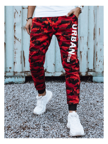 Spodnie dresowe męskie camo z nadrukiem czerwone Dstreet