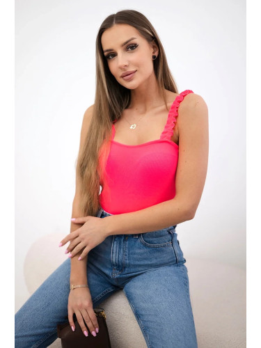 Pink neon body blouse with straps