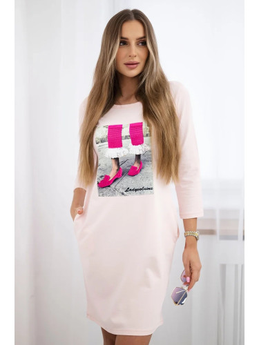 3D dress with zircons powder pink